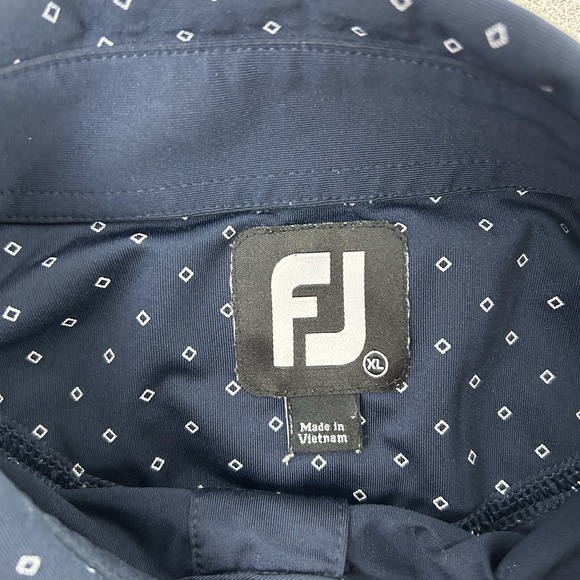 FootJoy Mens Golf Polo Sz XL Navy/White Geometric Diamond Print Mesa - Picture 5 of 15